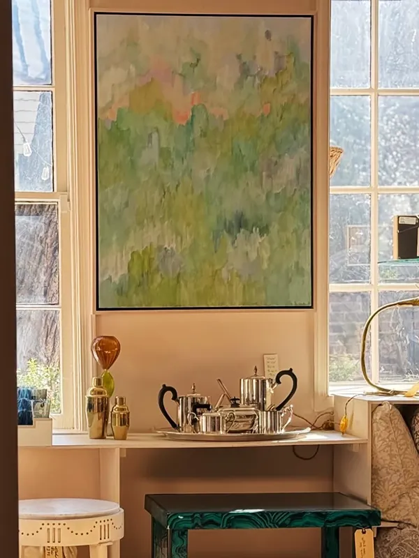 Painting of greens above service tray